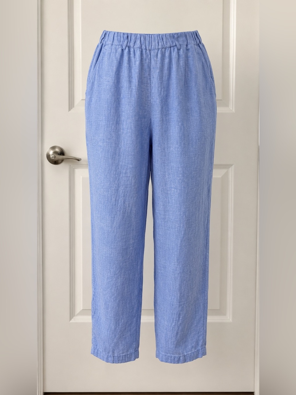 Quince Light Blue Linen Relaxed Pants